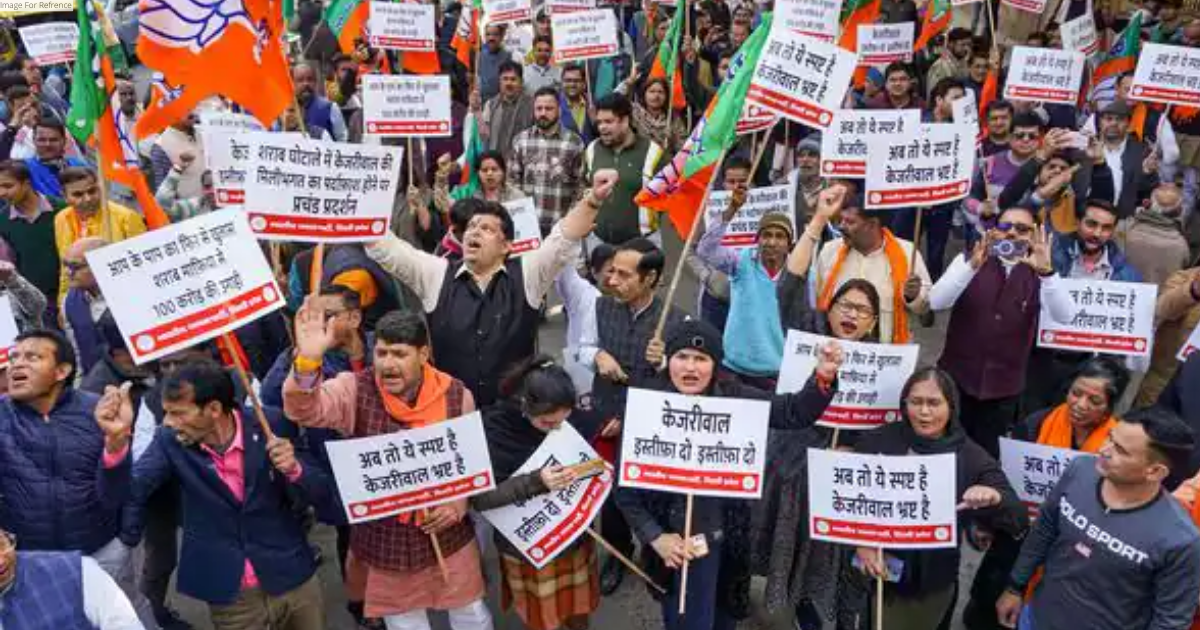 Delhi: BJP workers protest against Arvind Kejriwal over liquor policy case